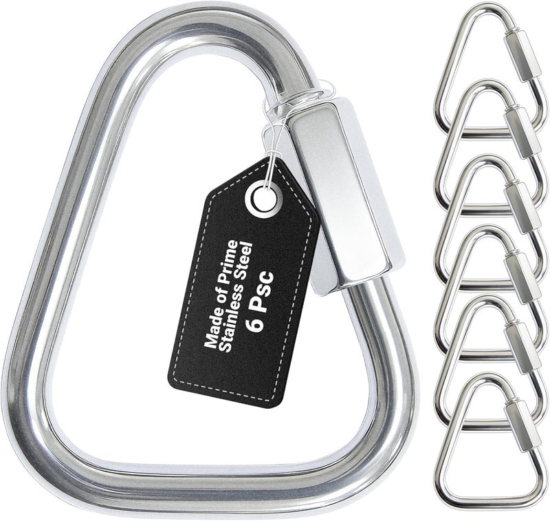 DAJOUJS Triangle Carabiner Clips for Slackline - Heavy Duty Stainless Steel Quick Link Chain Connector - 4/6 /8 Pack - Image 1